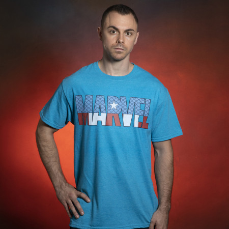 Marvel Comics Text Brand Captain America Themed T-Shirt